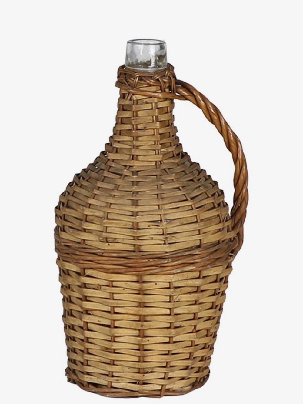 Woven Rattan Demijohn Bottle with Handle - Natural Brown 14” x 7”
